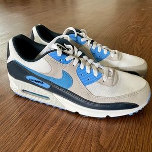 Nike Air Max 90 White Grey University Carolina Blue Shoes 12 1/2 12.5 DQ4071-101
